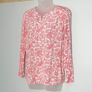 LOFT Pink and White Floral Blouse